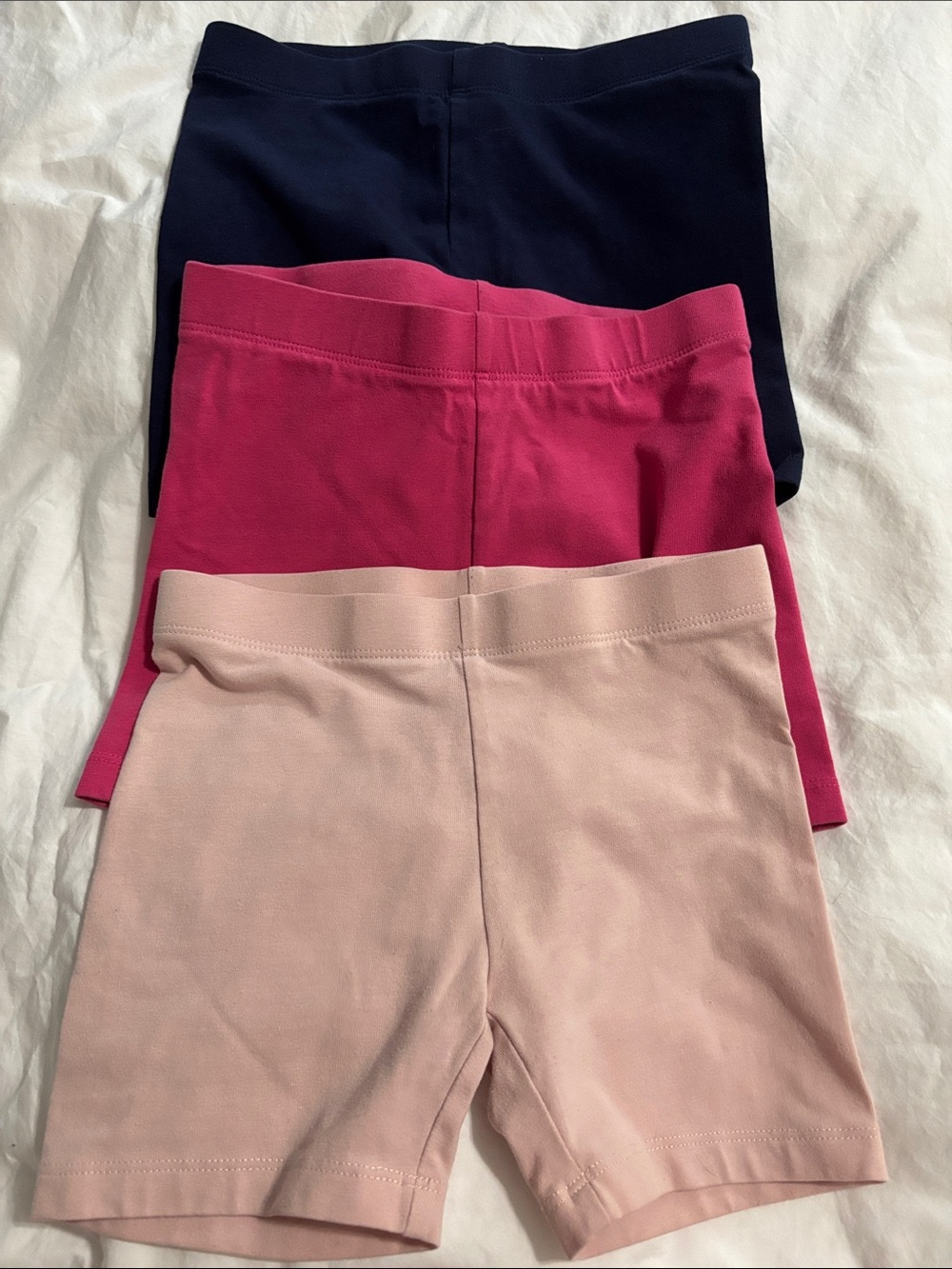 Kids 3-Pack Stretch Bike Shorts — Navy, Fuchsia, Blush
